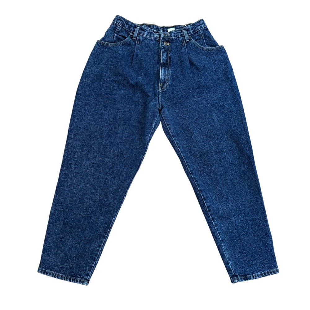 VTG No Excuses High Waisted Mom Jeans Dark Wash Pleated USA Made 16